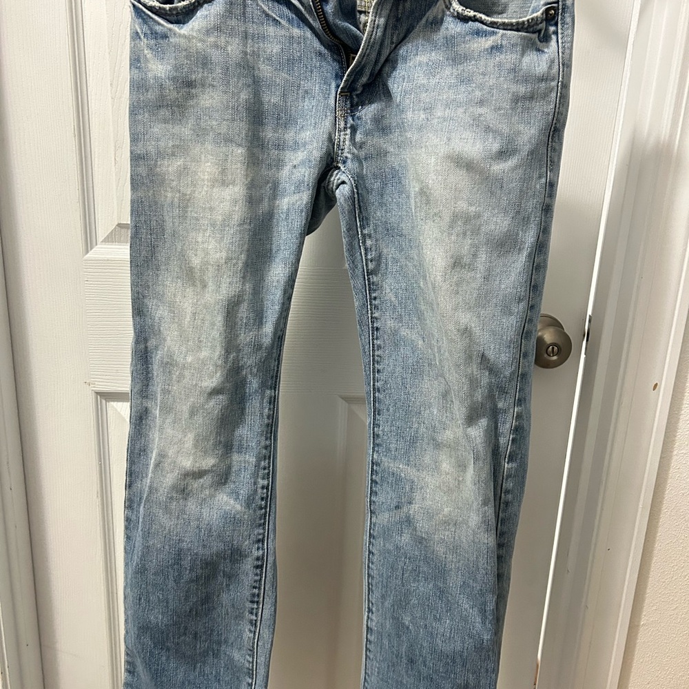 American Eagle Outfitters Men's Faded Blue Straight Jeans